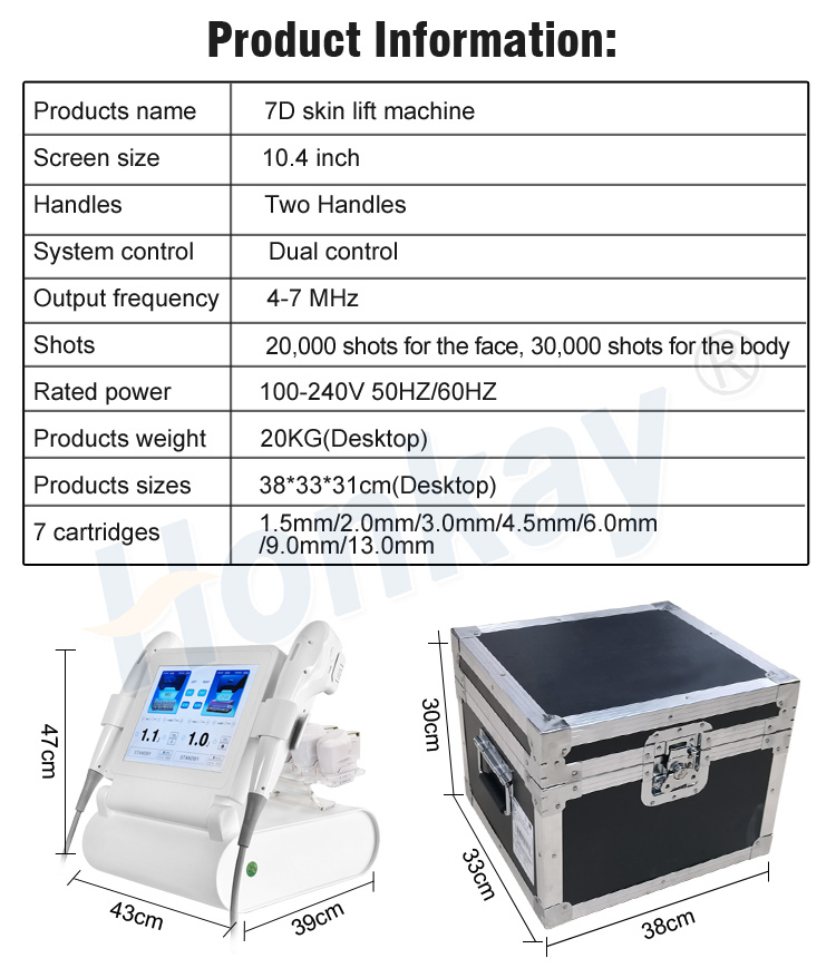 7D skin lift machine product information - 10.4 inch screen, two handles, 4-7MHz, 20kg desktop