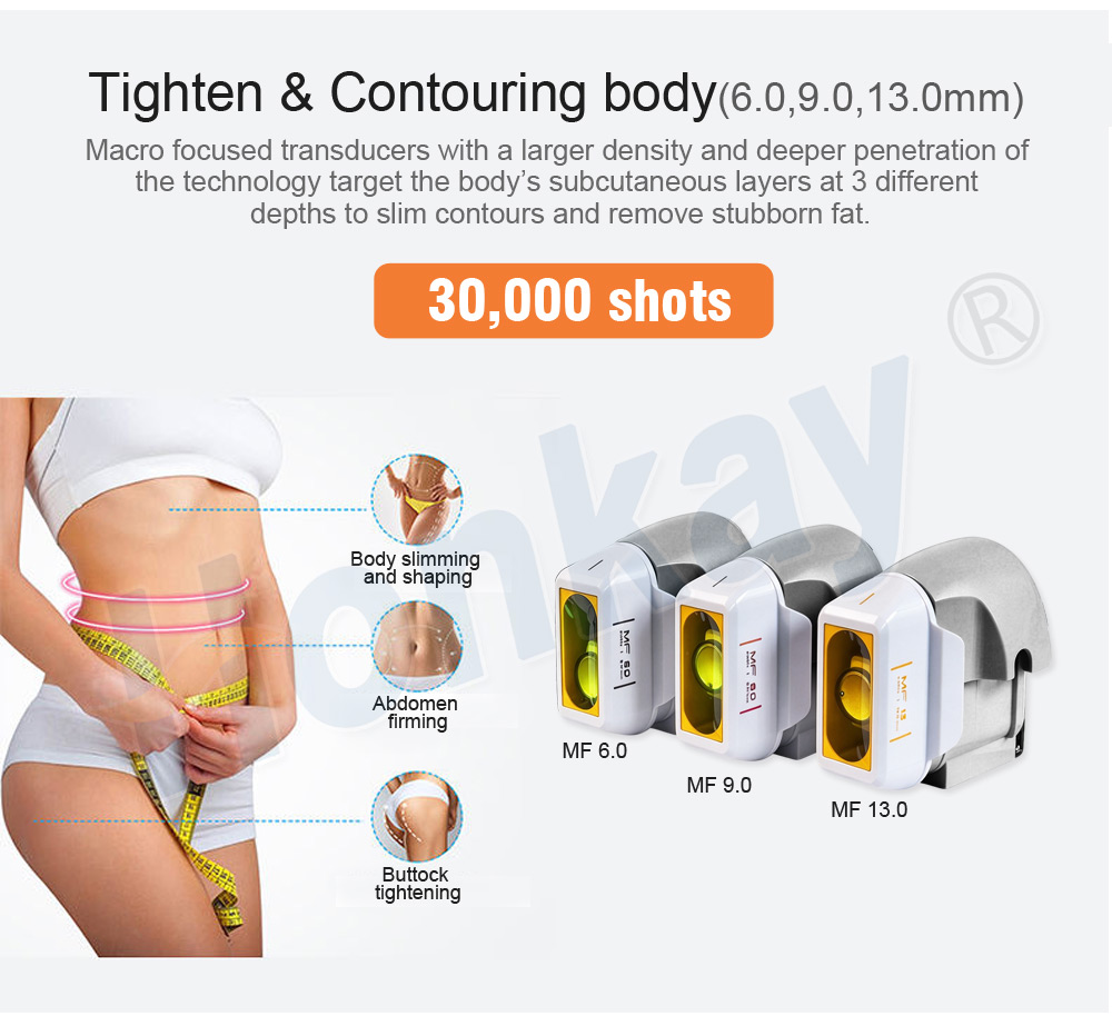 Body contouring cartridges MF 6.0 MF 9.0 MF 13.0 rated 30,000 shots