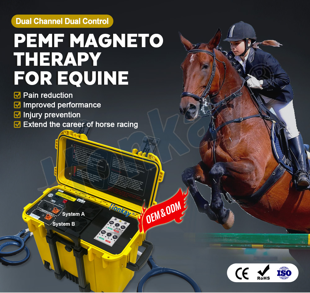Portable dual control PEMF magneto therapy machine for equine - dual channel dual control