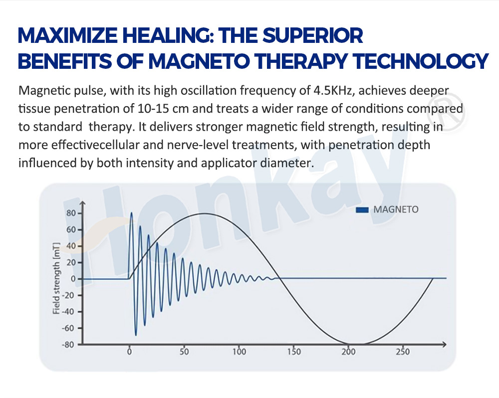 Magneto therapy field strength curve and tissue penetration depth