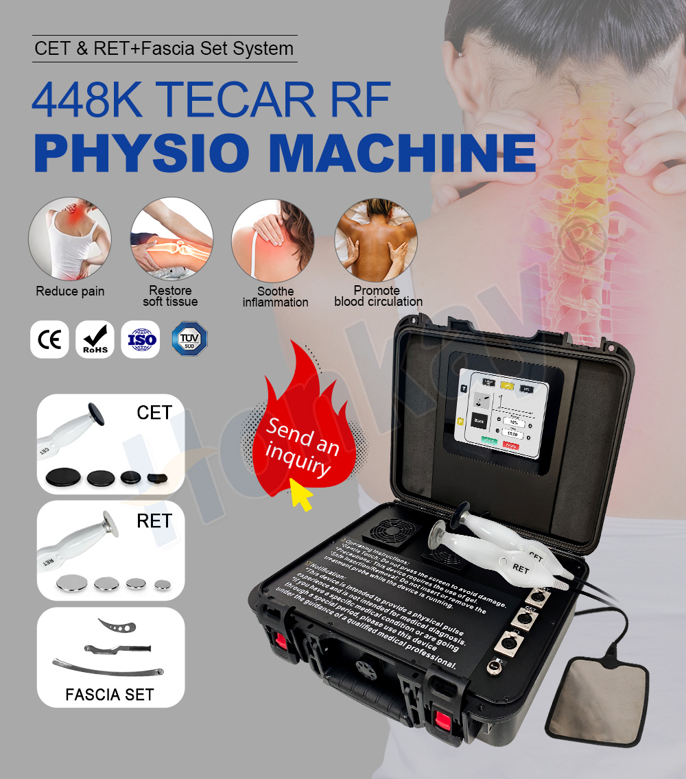 Portable 448K TECAR RF pain management machine - CET RET and fascia set system