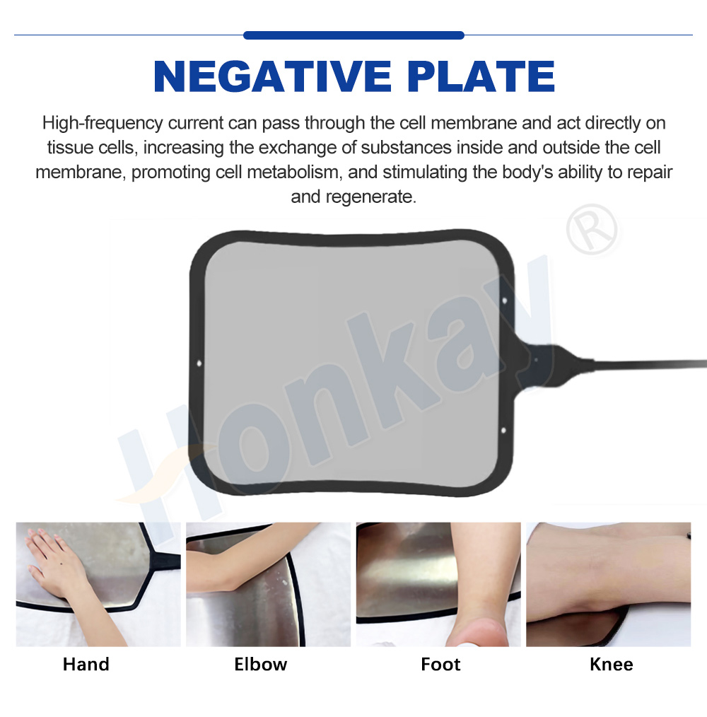 TECAR negative plate placement on hand, elbow, foot and knee