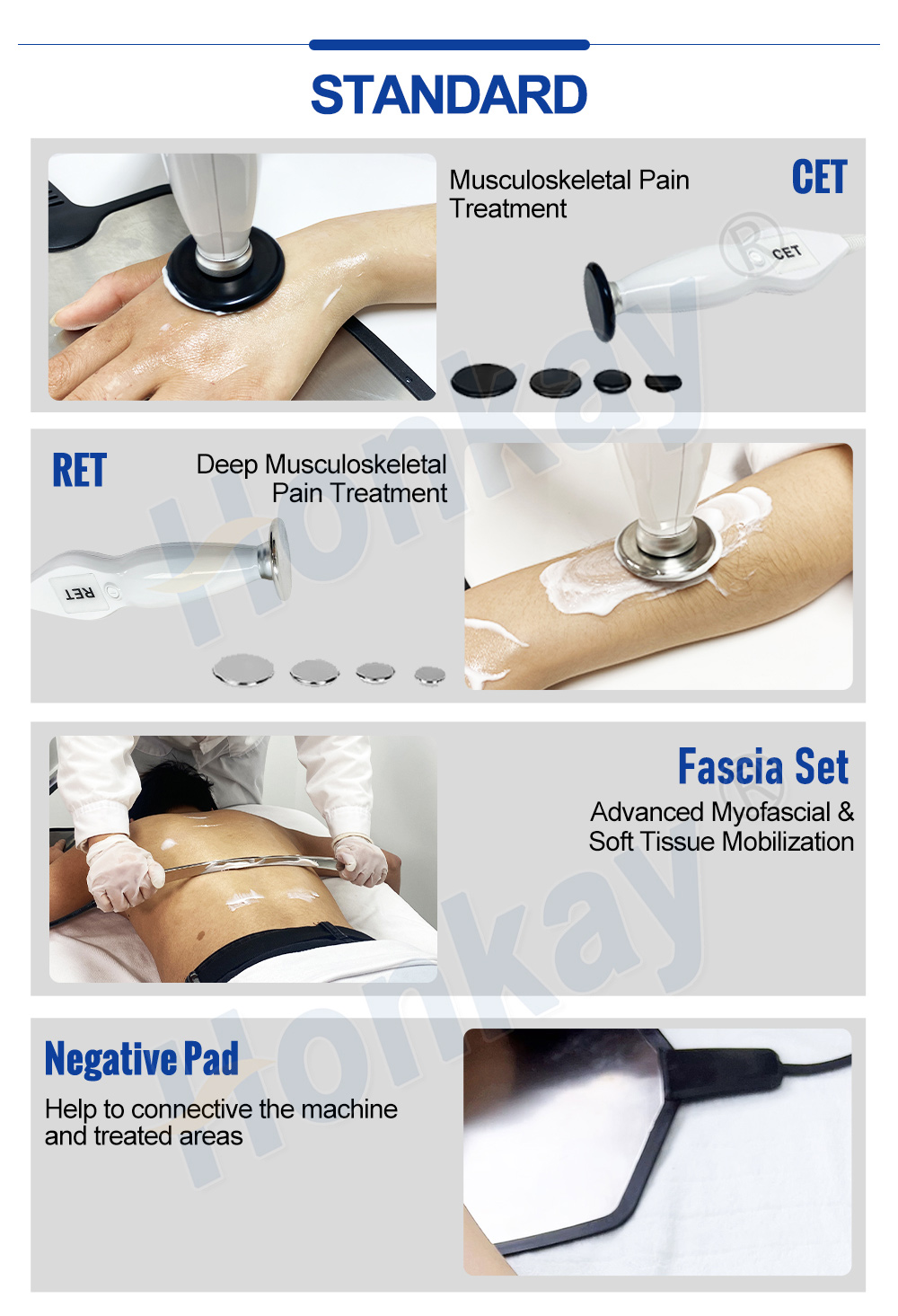 Standard configuration - CET and RET treatments, fascia set and negative pad