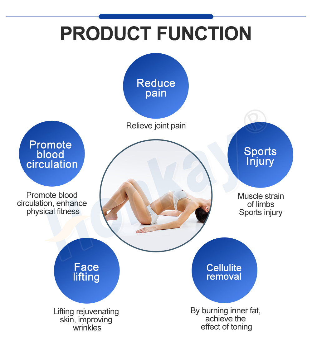 Product functions - pain relief, blood circulation, sports injury, face lifting, cellulite removal