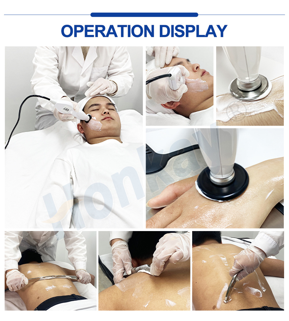 TECAR RF operation display - handpiece and fascia tool treatments