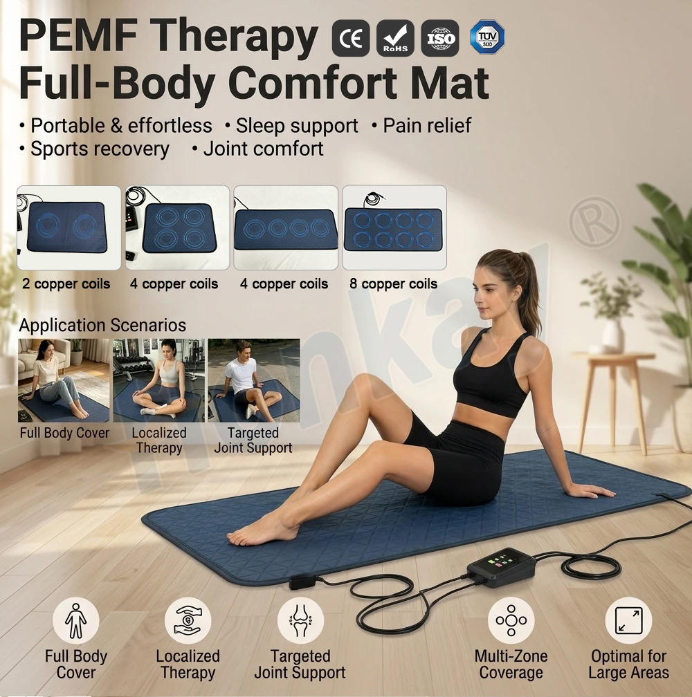 PEMF therapy full-body comfort mat with 2, 4 or 8 copper coils