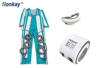 Pressotherapy machine with suspender and sleeve
