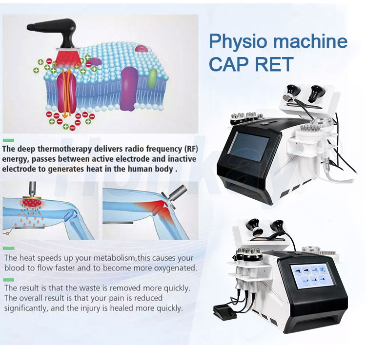 Multifunctional 7 In1 Tecar CET RET Physiotherapy Machine with BIO Brush Vacuum RF for Weight Lose Wrinkle Removal Pain Relief