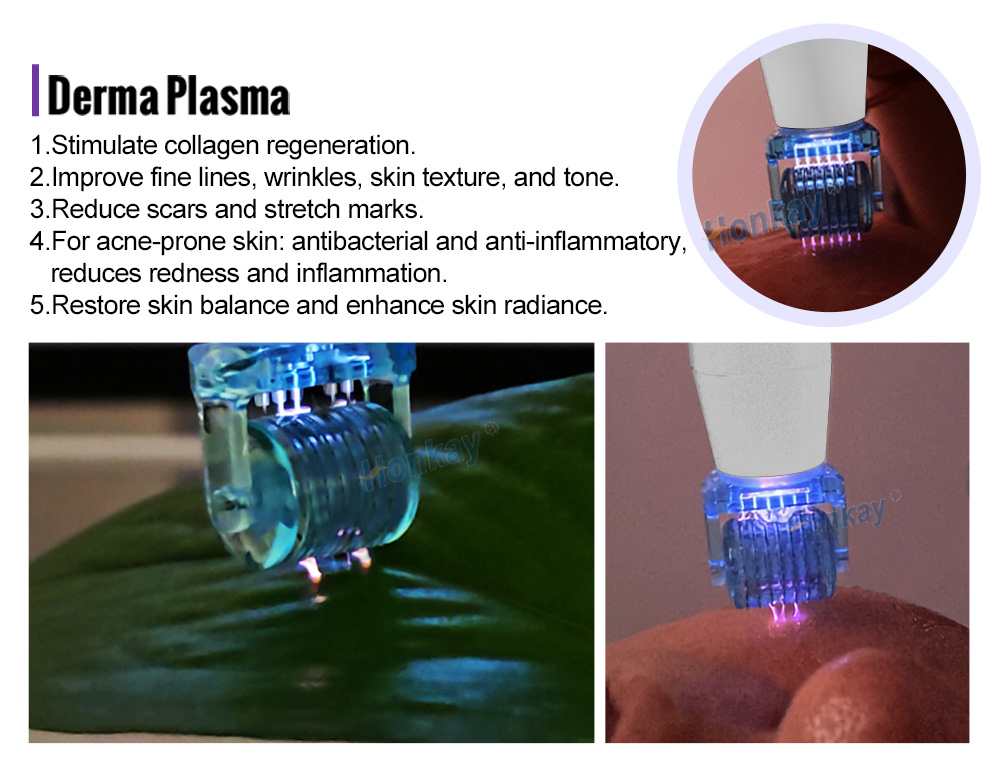 Derma plasma microneedle-style working head close-up