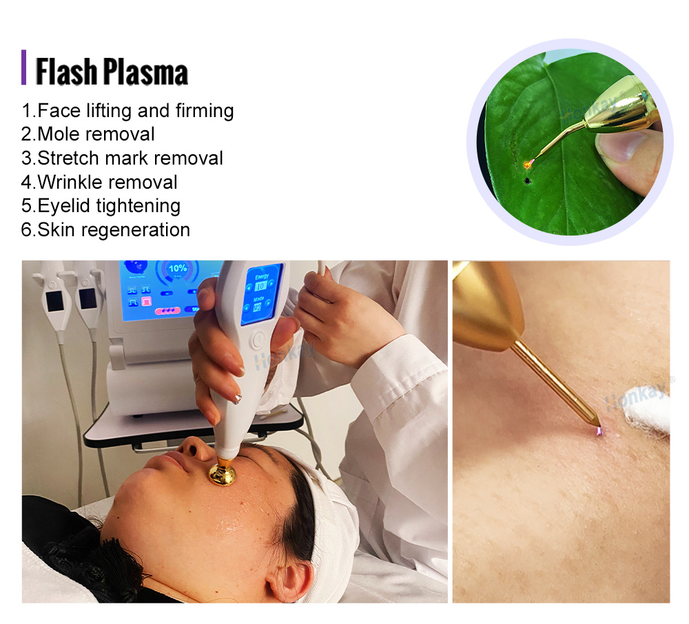Flash plasma gold working head on the face