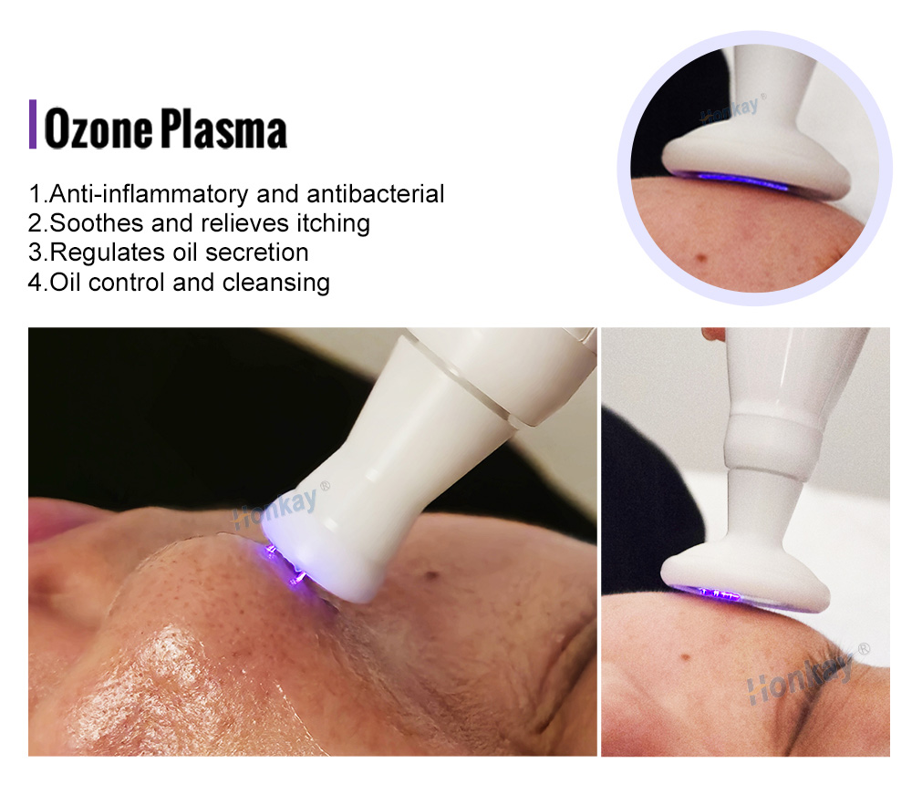 Ozone plasma flat working head on facial skin