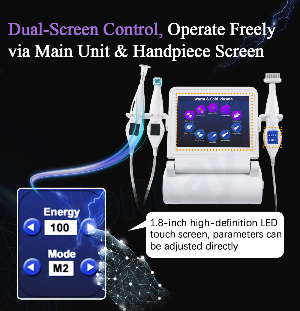 Dual screen control on the main unit and handpiece